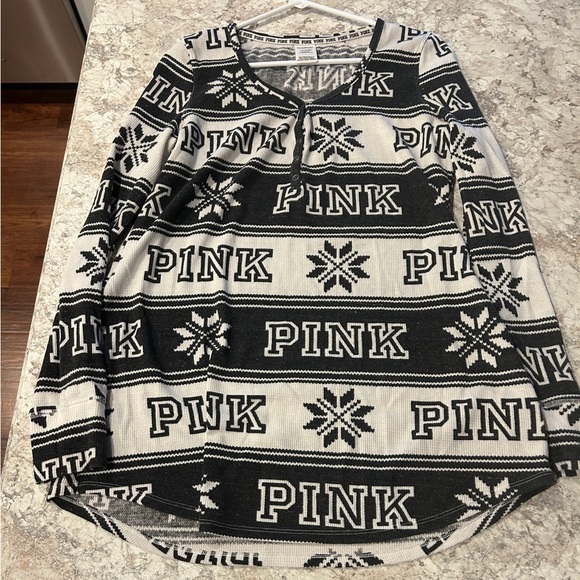VS PINK Holiday Sleep Dress Shirt Fair Isle Large - Picture 6 of 10